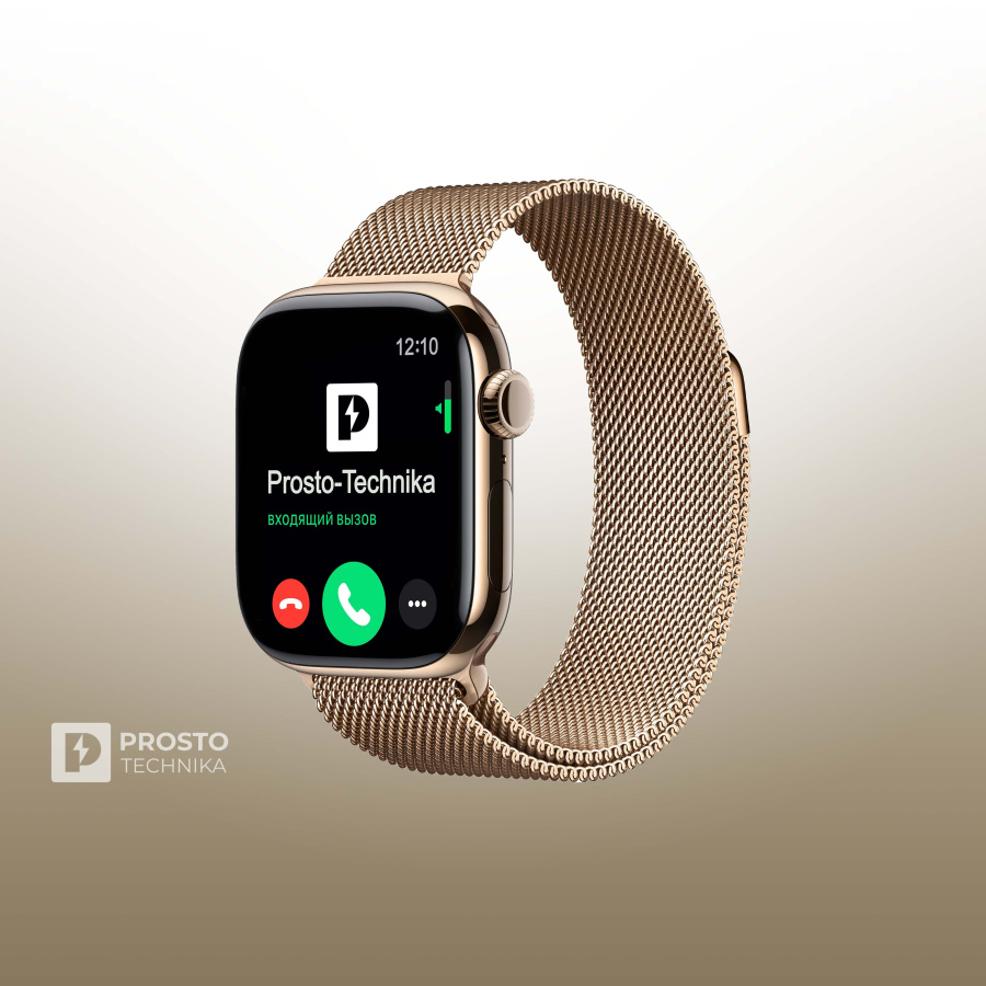 Часы Apple Watch Series 10, 46 мм, титан золотого цвета, миланский сетчатый браслет